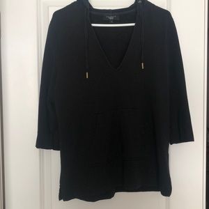 3/4 length sleeve hooded sweatshirt
